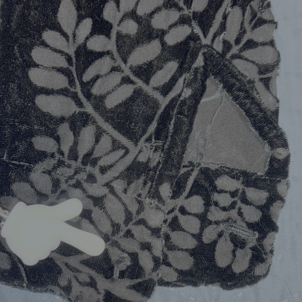 August‎ Silk Womens 8 Sheer Leaf Black Velvet Burnout Button Down Shirt Kawaii - Picture 8 of 8